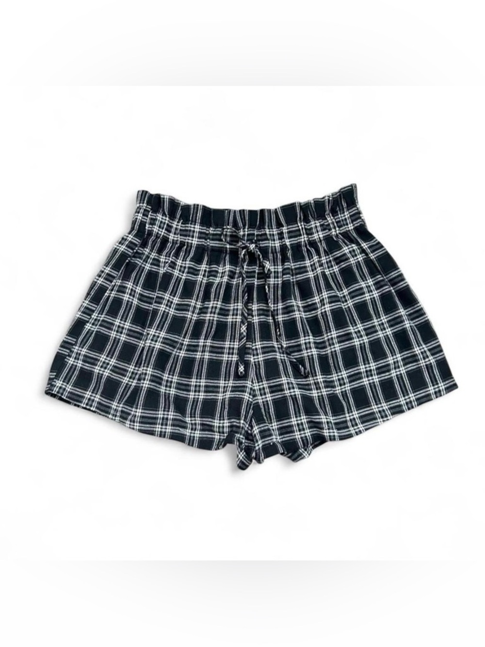 SHEIN Black & White Plaid High Waist Shorts